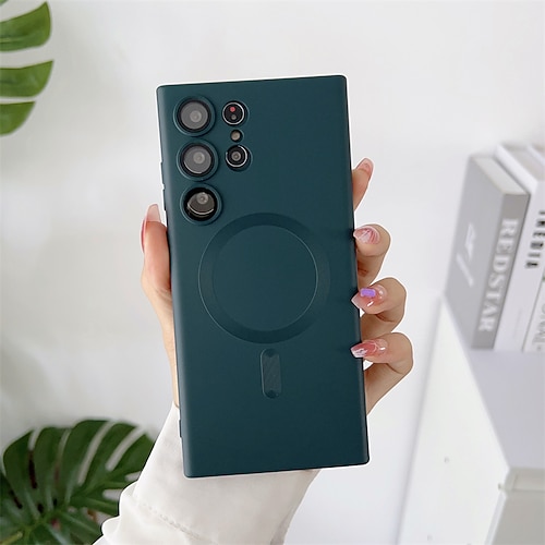 Handy Hülle Handyhüllen Für Samsung Galaxy S24 S23 S22 S21 Ultra Plus Rückseite Mit Magsafe Magnetisch Einfarbig TPU Image