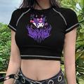 Frauen-T-Shirt Crop Top T-Shirt Y2K-Stil Muster Streetstyle-Top für Erwachsene e Mädchen Grafikdruck T-Shirt Kawaii Kurzarm U-Ausschnitt T-Shirt Top Mädchen Sommerkleidung