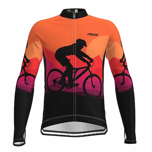 Herren Radtrikot Grafik Langarm Fahhrad Trikot Oberteil mit 3 Gesäßtaschen Mountainbike MTB Straßenradsport Schnelltrocknend Reflektierende Streifen Rückentasche Feuchtigkeitsableitend Sport Gelb Image