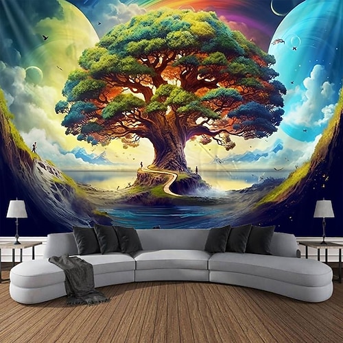 Baum des Lebens 3D-Hängeteppich, Hippie-Wandkunst, großer Wandteppich, Wanddekoration, Fotografie, Hintergrund, Decke, Vorhang, Zuhause, Schlafzimmer, Wohnzimmer, Dekoration Image