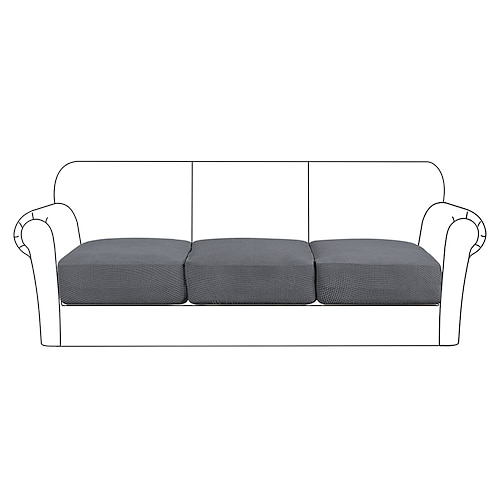 Stretchsofa Sitzkissenbezug Schonbezug elastisch Couch Sessel Loveseat 4 oder 3 Sitzer grau einfarbig massiv weich strapazierfähig waschbar Image