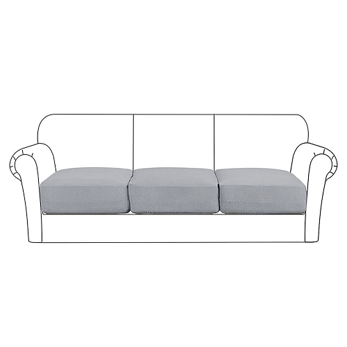 Stretchsofa Sitzkissenbezug Schonbezug elastisch Couch Sessel Loveseat 4 oder 3 Sitzer grau einfarbig massiv weich strapazierfähig waschbar Image