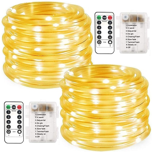 LED Seillichter Außen Lichterkette batteriebetrieben mit Fernbedienung 8 Modi 400-200-100LED farbwechselnde wasserdichte LED Lichterkette Feenlichter für Party Camping Dekoration Image