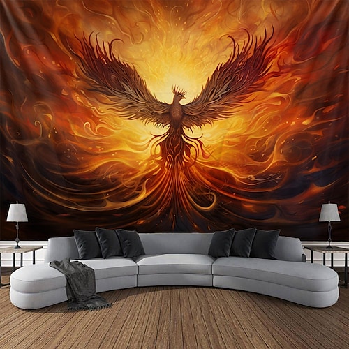 Phenix-Tier-Hängeteppich, Wandkunst, großer Wandteppich, Wanddekoration, Fotografie, Hintergrund, Decke, Vorhang, Zuhause, Schlafzimmer, Wohnzimmer, Dekoration Image
