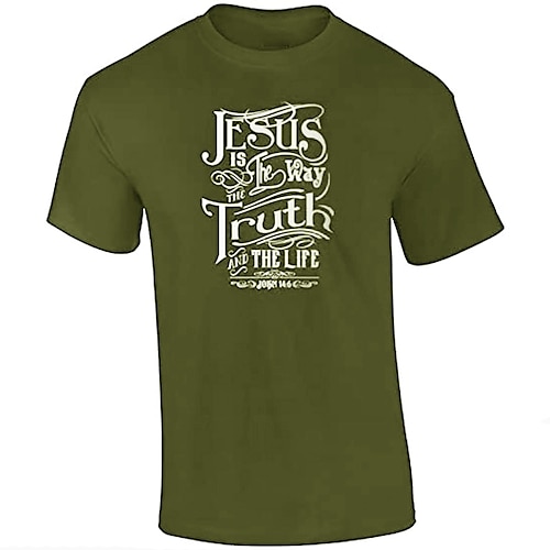Herren Grafik T-Shirt - Jesus Ist Der Weg Die Wahrheit Und Das Leben Johannes 14:6 Christlicher Glaube Religiöse Schrift Tee Image