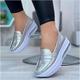 Damen Turnschuhe Slip-Ons Übergrössen Slip-on-Sneakers Einfarbig Flacher Absatz Sport PU Leder Halbschuhe Schwarz Silber Champagner