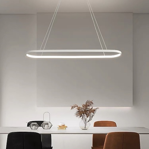 Pendelleuchte LED ovale Pendelleuchte 69cm moderne einfache Aluminium hängende Insel Beleuchtung 36w für Esszimmer Wohnzimmer Restaurant Konferenz Cafe Bar Kronleuchter Image
