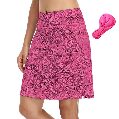 Damen Blatt Fahrradrock Fahhrad Rock Unterteile Mountainbike MTB Straßenradsport Sport 3D-Polster Radfahren Schnelltrocknend Feuchtigkeitsableitend Rosa Himmelblau Spandex Bekleidung Fahrradbekleidung Image