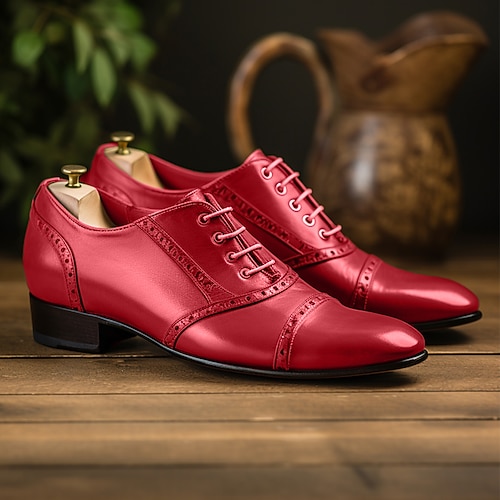 Herren Outdoor Retro Formale Schuhe Bullock Schuhe Abendschuhe Wanderschuhe Vintage Britisch Weihnachten Büro Karriere Party Abend PU Massage Komfortabel Verschleißfestigkeit Schnürsenkel Image