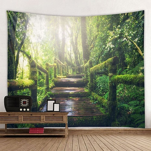 Schöner natürlicher Wald bedruckter großer Wandteppich, billiger Hippie-Wandbehang, böhmische Wandteppiche, Mandala-Wandkunst, Dekor Wandtuch XXL Natur Image