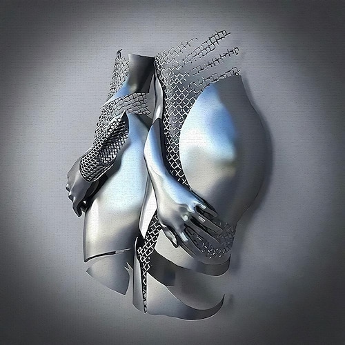 3D-Wandkunst Liebe Herz Drucke/Poster Metallskulptur Paar Umarmung modernes Bild Heimdekoration Wandbehang Geschenk gerollte Leinwand ungerahmt ungedehnt Image