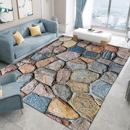 Kopfsteinpflaster Fußmatte rutschfeste Flurteppiche glatte Steinteppiche waschbar für Schlafzimmer Wohnzimmer Küche Badezimmer Image