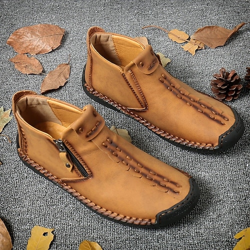 Herren Schuhe Stiefel Loafer Slip On Retro Penny Loafers Handgefertigte Schuhe Komfort Schuhe Wanderschuhe Brautkleider schlicht Täglich Elastisches Gewebe Atmungsaktiv Stiefeletten / Stiefeletten Image