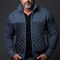 Herren Strickjacke Zip Pullover Reißverschluss Grober Cardigan Gerippt Stricken Cropped Tasche Strick Farbblock Ständer Warm-Ups Moderne zeitgenössische Casual Freizeitskleidung Bekleidung Herbst