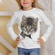 Kinder Mädchen T-Shirt Langarm Blau 3D-Druck Katze Tier Täglich Innen Outdoor Aktiv Modisch Täglich Sport 3-12 Jahre