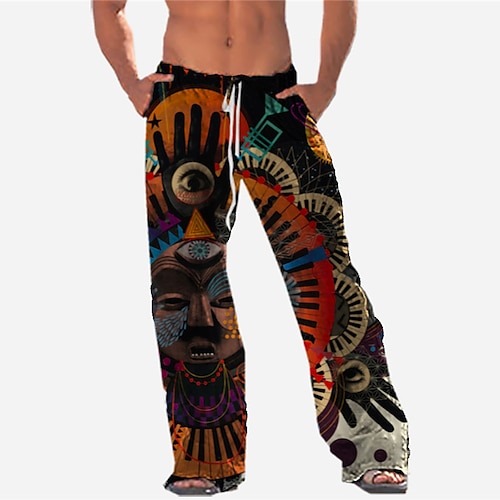 Herren Hose Hosen Sommerhosen Strandhose Tasche Kordelzug Elastische Taille Karikatur Grafik-Drucke Komfort Atmungsaktiv Casual Täglich Festtage Strassenmode Designer Schwarz Blau Image