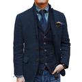 Herren-Retro-Vintage-Tweed-Blazer, Fischgräten-Blazer, Sportmantel, normal, Übergröße, einreihig, zwei Knöpfe, Schwarz, Champagner, Burgunderrot, Blau, 2024