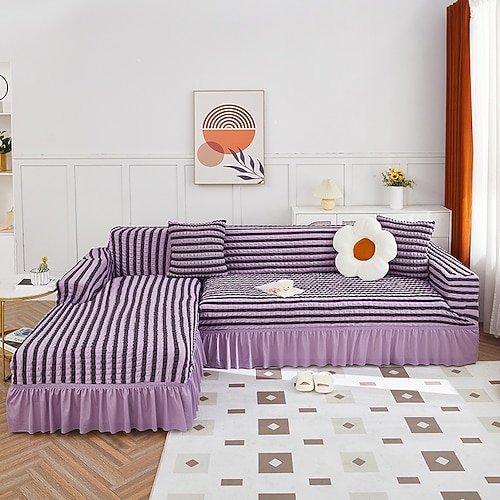 Stretch-Sofabezug, Schonbezug, Jacquard, elastisch, Sofagarnitur, Sessel, Zweisitzer, 4- oder 4- oder 3-Sitzer, Burgunderrot, L-Form, Weiß, Grau, Schwarz, einfarbig, weich, strapazierfähig, waschbar Image