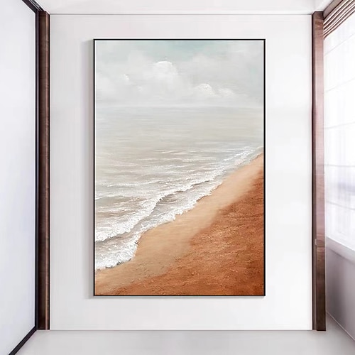 handgemaltes großes Wandkunst-Abstraktes Ozean-Gemälde, 3D-Ozean-Texturgemälde, Meereswellen-Gemälde, Original-Ozean-Kunst, Original-Strand-Wohnkultur, gespannter Rahmen, fertig zum Aufhängen Image