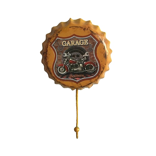 1 Stück Retro-Metallhaken mit Bierflaschenverschluss-Muster, wasserdichte Aufhängehaken, perfekt für Zimmer, Küche, Veranda, Tür und Heimwerker-Außendekoration, 10 x 16 cm/4'' x 6,3'' Image