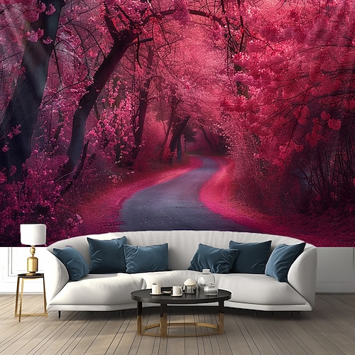 Kirschblütenwald hängender Wandteppich, Wandkunst, großer Wandteppich, Wanddekoration, Fotografie, Hintergrund, Decke, Vorhang, Zuhause, Schlafzimmer, Wohnzimmer, Dekoration Wandtuch XXL Natur Image