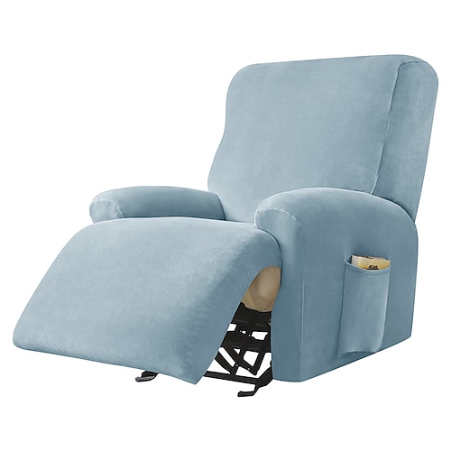 Stretch-Sofabezug aus Samt in Burgunderrot, 4-teiliger weicher Sofabezug, Sofabezug mit elastischer Schlaufe, waschbarer Möbelschutz für Kinder, Haustiere, Hunde, Katzen Image