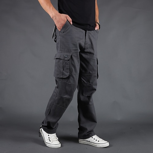 Herren Cargohose Cargohosen Cargohose Hose Hosen Taktisch Arbeitshose Gerade geschnitten Pattentasche Glatt Komfort Atmungsaktiv In voller Länge Outdoor Arbeit Basic Taktisch Schwarz Armeegrün Image