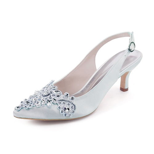 beige Slingback Heels mit Kristallverzierung für Damen – elegante Hochzeits- und Abendschuhe Image
