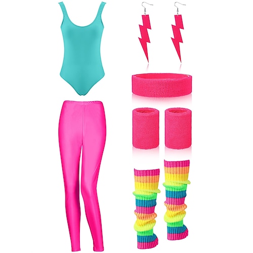 1980er One Piece PU - Leder Jumpsuit Kostüm Damen Halloween Karneval Maskerade Party / Abend Junggesellinnenabschiedsparty Pride Parade Erwachsene 1 Paar Ohrringe Trikot / Einteiler Hose