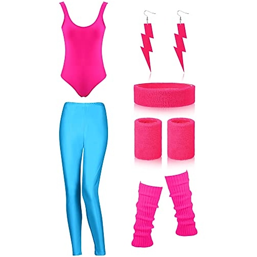 1980er One Piece PU - Leder Jumpsuit Kostüm Damen Halloween Karneval Maskerade Party / Abend Junggesellinnenabschiedsparty Pride Parade Erwachsene 1 Paar Ohrringe Trikot / Einteiler Hose Image