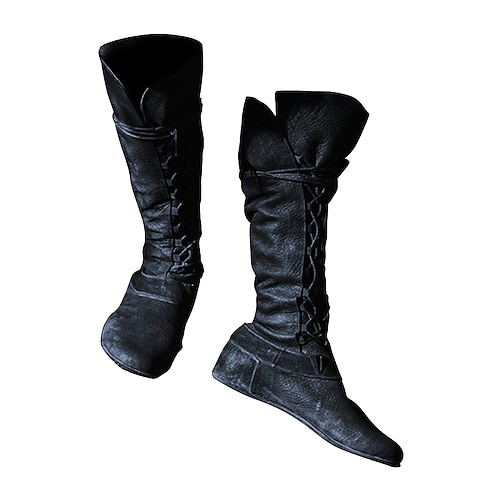 Vintage Mittelalterlich Renaissance Flache Jazzstiefel Pirat Wikinger Ranger Elfen Bogenschießen Kostüm Herren Damen Unisex Halloween Karneval Party Alltagstauglich LARP Erwachsene Schuhe Ganzjahres Image
