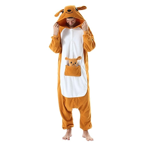 Karnevalskostüm 2026 Kigurumi-Pyjamas Ausgefallene Kostüme Nachtwäsche Tier Känguru Zeichentrick Warm Lustiges Kostüm Bequem Erwachsene Unisex Männer und Frauen Weihnachten Halloween Karneval Party