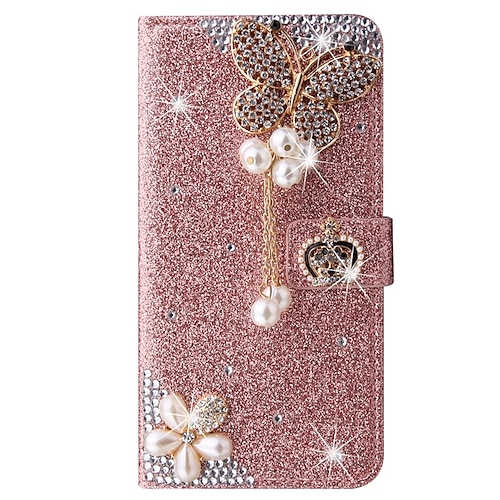 Handy Hülle Handyhüllen Für Samsung Galaxy S25 S23 S22 S21 FE S21 Ultra Plus A35 5G A54 A73 A53 A33 Brieftaschenhülle Strass Mit Kartenhalter Magnetischer Flip Glitzernd Kristalldiamant PU-Leder Image