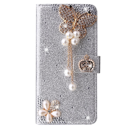 Handy Hülle Handyhüllen Für Samsung Galaxy S26 Ultra Plus S25 S23 S22 S21 FE S21 Ultra Plus S20 A35 5G A54 A73 Brieftaschenhülle Strass Mit Kartenhalter Magnetischer Flip Glitzernd Kristalldiamant Image
