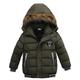 Kinder Jungen Daunenmantel Winter Hoodie Jacke Webpelzbesatz Langarm Grün Blau Schwarz Uni Parka 3-6 Jahre