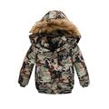 Kinder Jungen Daunenmantel Winter Hoodie Jacke Webpelzbesatz Langarm Grün Blau Schwarz Uni Parka 3-6 Jahre