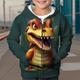 Jungen 3D Dinosaurier Kapuzenshirt Mantel Oberbekleidung Langarm 3D-Druck Herbst Winter Modisch Strassenmode Cool Polyester kinderkleidung 3-12 Jahre Outdoor Casual Täglich Regular Fit