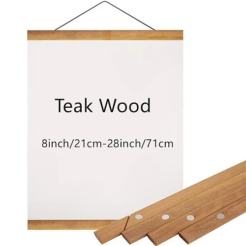 1 Stück magnetischer Holz-Aufhängerrahmen zum Selbermachen, Teak-Walnuss-Kiefer für Poster, Fotos, Schriftrollen, Bilderrahmen, Leinwanddrucke, Gemälde, Kunstwerke, Magnetrahmen, Wandkunst, Heimdekoration Image