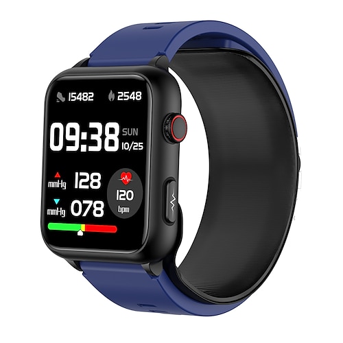 696 TK63 Smartwatch 1.91 Zoll Smartwatch Fitnessuhr Bluetooth EKG PPG Temperaturüberwachung Schrittzähler Kompatibel mit Android iOS Herren Freisprechanlage Nachrichterinnerung Benutzerdefiniertes Image
