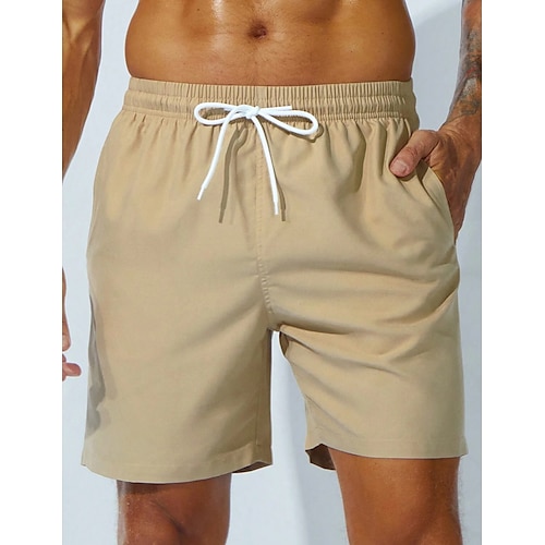 Herren Badehose Schwimmshorts Bademode Strandshorts Kurze Hosen Sport Ausgehen Wochenende Atmungsaktiv Schnelltrocknend Laufen Bequem Tasche Kordelzug mit Mesh-Futter Glatt Knielänge Gymnastik Image