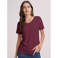 damenbluse t-shirt t-shirt basic schlicht täglich v-ausschnitt t-shirt ärmel regulär sommer weiß schwarz blau lila dunkelrot