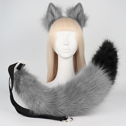 Fuchsschwanzclip Katzenohren Wolfspfoten Handschuhe Cosplay Kostüm Karneval ausgefallene Party Kostüm Accessoires