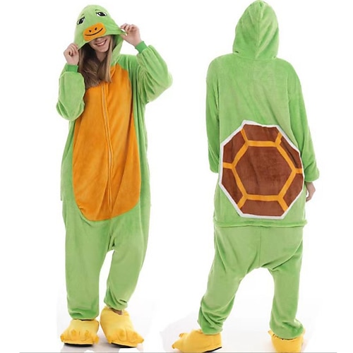 Karneval Tiermotiv Onesie-Kostüm Karnevalskostüm Schildkröte Pyjamas-Einteiler Kigurumi-Pyjamas Lustiges Kostüm Für Erwachsene Männer und Frauen Karneval Neujahr Karikatur Image
