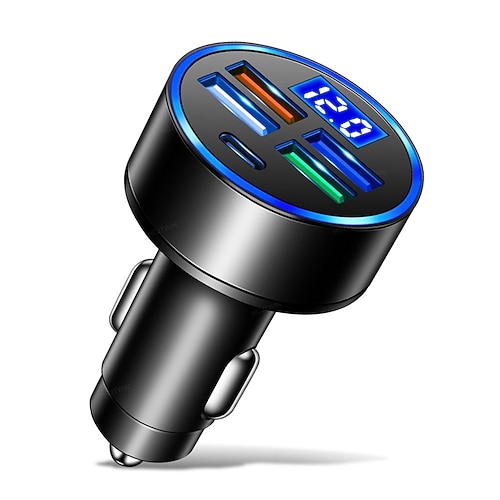 4usb mit Typ-C-Auto-LED-Digitalanzeige Autoladegerät Voltmeter Autobatteriemonitor mit LED-Spannung Ampere; Ampere Anzeige Image