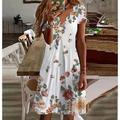 Damen Mini Kleid Lässiges Kleid Petite Kleid Sommerkleid A-Linie Kleid Bohemia Tropisch Sexy Urlaub Lässig Alltag Reguläre Passform Floral Kurzarm Herz-Ausschnitt Weiß Lila Grün Sommer Frühling