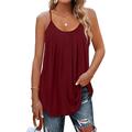 Damen Tank Top Spaghetti-Shirt Hauptstadt Glatt Casual Strand Schwarz Ärmellos Urlaub Hawaiianisch Brautkleider schlicht Rundhalsausschnitt Sommer Frühling