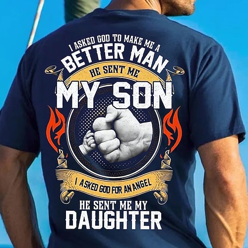 Grafik T-Shirt für Väter 'Besserer Mann Mein Sohn Engel Meine Tochter' Vaterliebe Tee Image