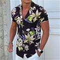 Herren Hemd Camp-Shirt Grafik-Shirt Aloha-Shirt Blumen Umlegekragen Schwarz Weiß Gelb Blau Purpur Print Outdoor Strasse Kurzarm Button-Down Bekleidung Modisch Designer Brautkleider schlicht