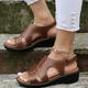 braune Slingback-Sandalen aus Kunstleder für Damen mit Cut-Out-Design und Keilabsatz - bequeme Sommer-Wanderschuhe