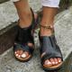 braune Slingback-Sandalen aus Kunstleder für Damen mit Cut-Out-Design und Keilabsatz - bequeme Sommer-Wanderschuhe
